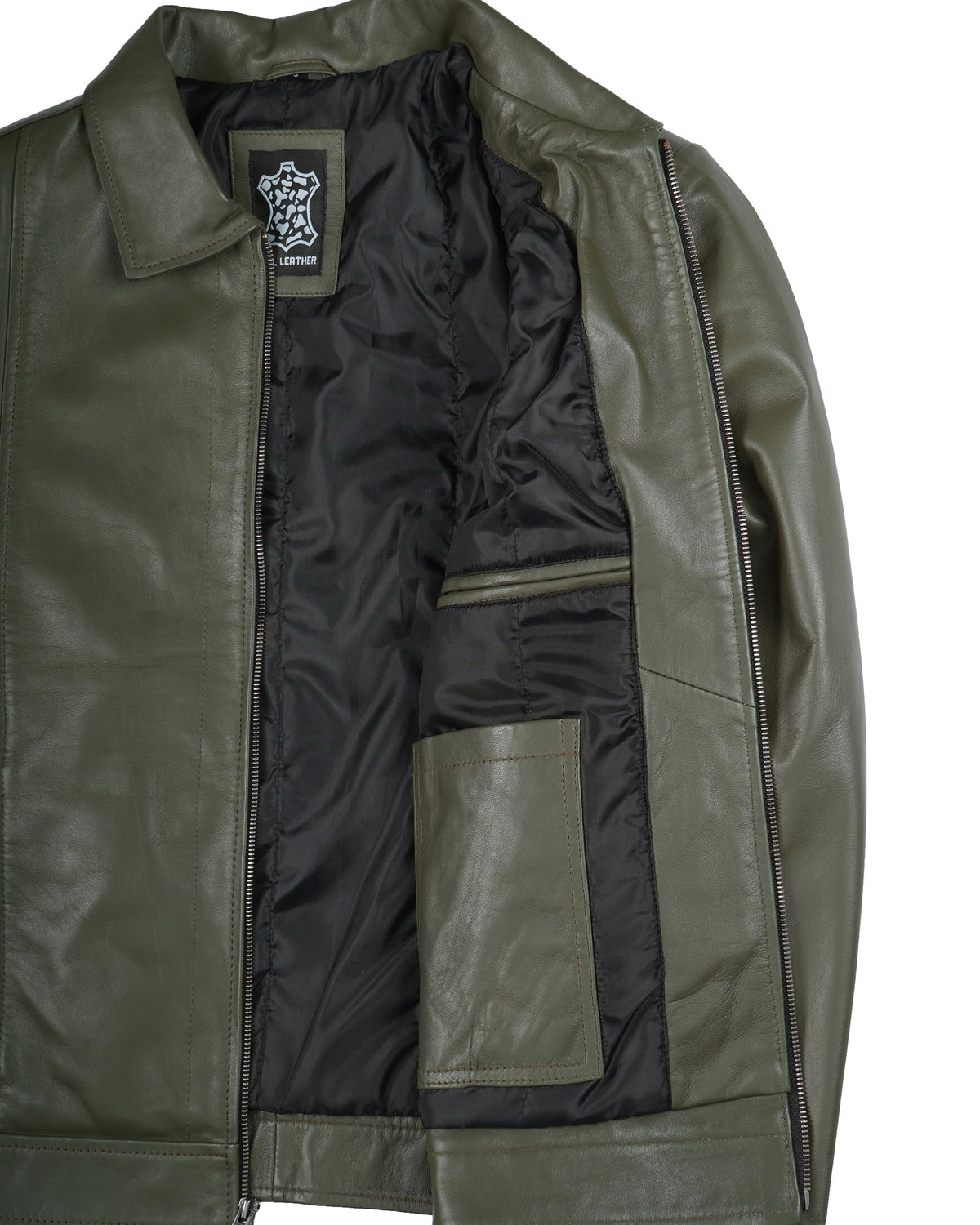 Decrum Vintage Leather Jacket - Leather Jacket Mens | [1124084] Jse Olive Grn, L