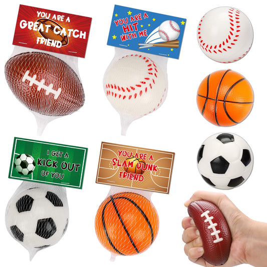 16 PCS Stress Balls Party Favor for Kids 8-12 Goodie Bag Stuffers Squeeze Toys Classroom Prizes for Kids Pinata Stuffers Boys Birthday End of Year Gifts Sport Party Foam Bouncy Balls Bulk Small Toys