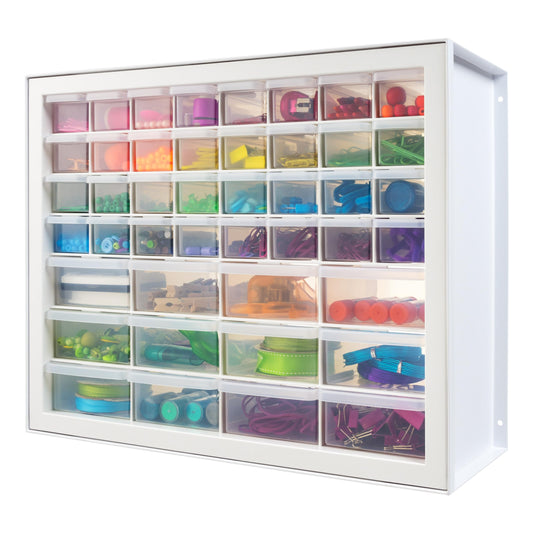 IRIS USA 44-Drawer Small Parts Organizer, Made in USA, Storage Drawers for Beads, Crafts, Building Bricks, Screws, Nuts, Bolts, Electronics, Hardware, Stackable Garage Storage Cabinet, White