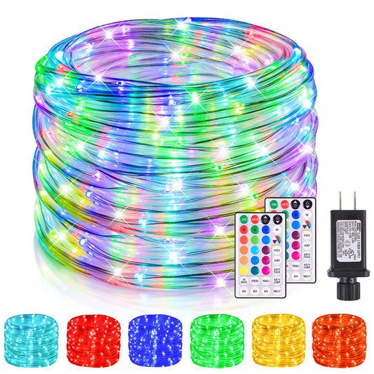 Nazuwke 99Ft LED Rope Lights Outdoor, 18 Colors Changing Fairy String Light Plug in with Remote, IP68 Waterproof 300 LEDs Multicolor Twinkle Christmas Lights for Bedroom Patio Halloween Holiday Decor