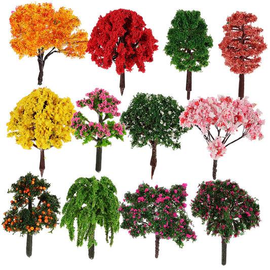 TOPPERFUN 12PCS Miniature Trees, Model Tree for Diorama Supplies and Railway Scenery, Fake Mini TRE·ES for Crafts, Fairy Garden Accessories for Micro Landscape and Train Decoration, 3.34in