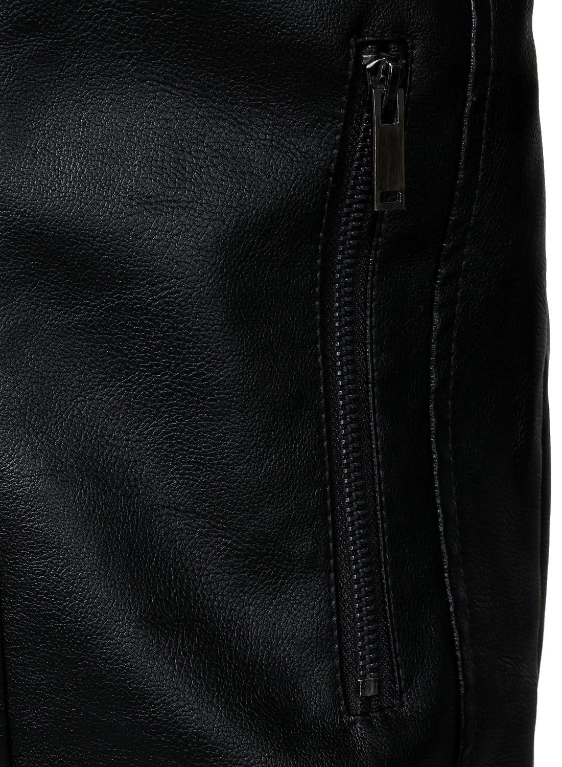 HOOD CREW Men’s Stand Collar Leather Jacket Motorcycle Jackets Faux Leather Biker Coats Lightweight Outwear Black XL