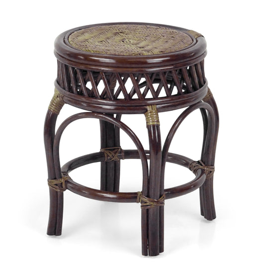 Ginger Handmade Rattan Wicker Stool Fully Assembled Dark Brown