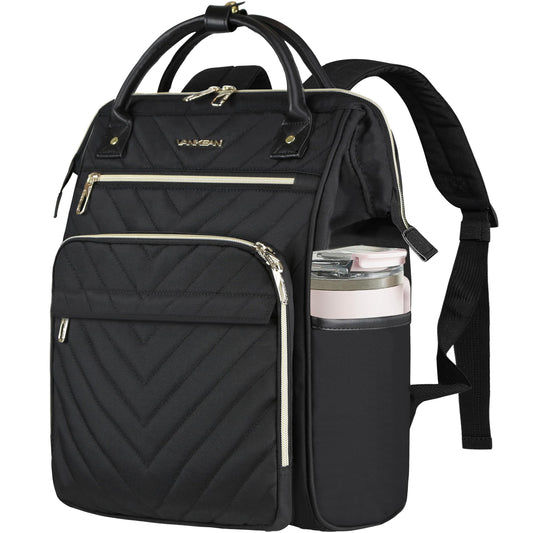 VANKEAN 17 Inch Laptop Backpack for Women Fashion Computer Work Bag, Large Capacity Waterproof Backpack, College Daypack Business Travel, Black