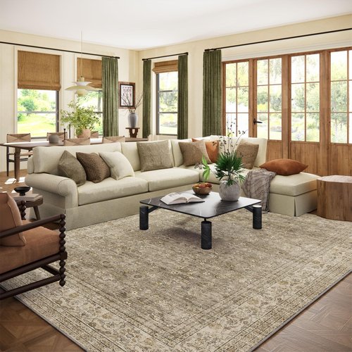 Machine Washable Rugs for Living Room: 8x10 Area Rugs for Bedroom Vintage Stain Resistant Non Slip Low Pile Lightweight Boho Carpet for Kitchen Dining Room Farmhouse Kids Room Nursery