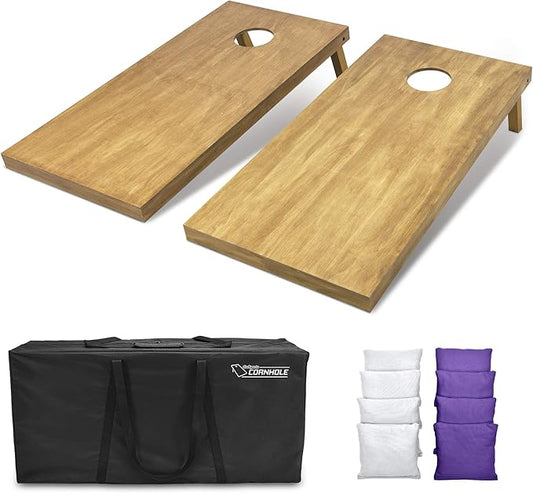 GoSports 4 ft x 2 ft Regulation Size Wooden Cornhole Boards Set - Includes Carrying Case - Full Regulation Size Bean Bag Toss Boards