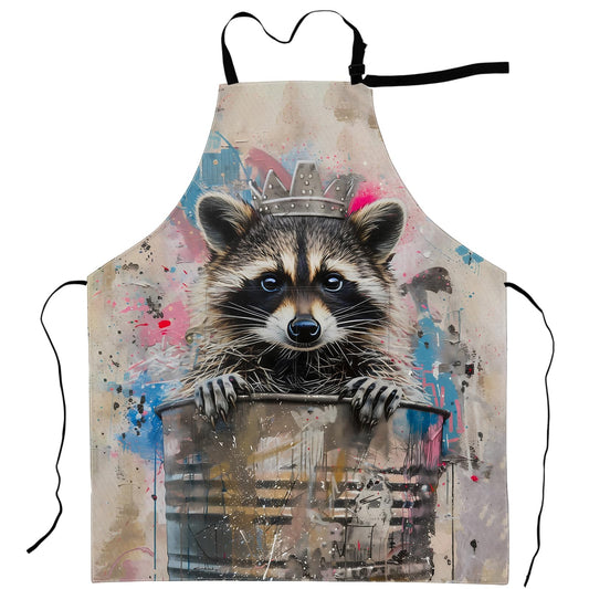 cromcu Graffiti Raccoon Apron Urban Street Art Trash Can Crow Aprons Waterproof Oxford Polyester Adjustable Pockets Design for Cooking, Crafting, Garden Decor, for Adults, 28x33 Inch