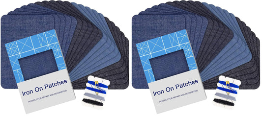 HTVRONT Iron on Patches for Clothes, 20PCS Iron on Patches for Jeans 3" by 4-1/4", 4 Shades of Cotton Denim Clothing Repair and Decoration Kit for DIY Repair, Crafting, Embellishment (Pack of 2)
