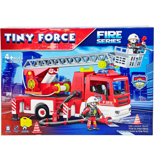 Tiny Force Toy Ladder Fire Truck Toy – Firefighter Fire Truck with Extendable Fire Ladder, Toy Truck for Kids, Perfect Firefighter Gift for Pretend Play Fun
