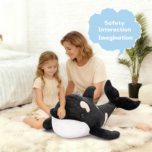 MorisMos 51Inch Giant Orca Stuffed Animal, Big Realistic Stuffed Orca Plush Toy, Large Soft Killer Whale Stuffed Animal Toy Sea Animal Gift for Kids Girls Boys Birthday Christmas