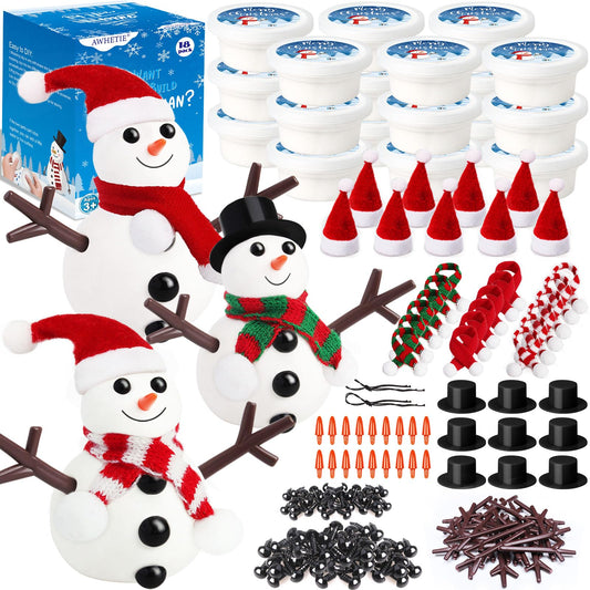 AWHETIE 18 Pack Stocking Stuffers for Kids,Christmas Crafts for Kids Bulk,Build a Snowman Crafts Kit Modeling Clay for Christmas Stocking Stuffers Gifts Activities Boys Girls