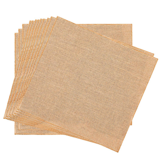 TANEMUDO 12 Pcs Burlap Squares 20 x 20'' Natural Burlap Fabric Multipurpose Placemats for Table Decorations Wedding Centerpiece Farmhouse Gardening Crafts Kitchen