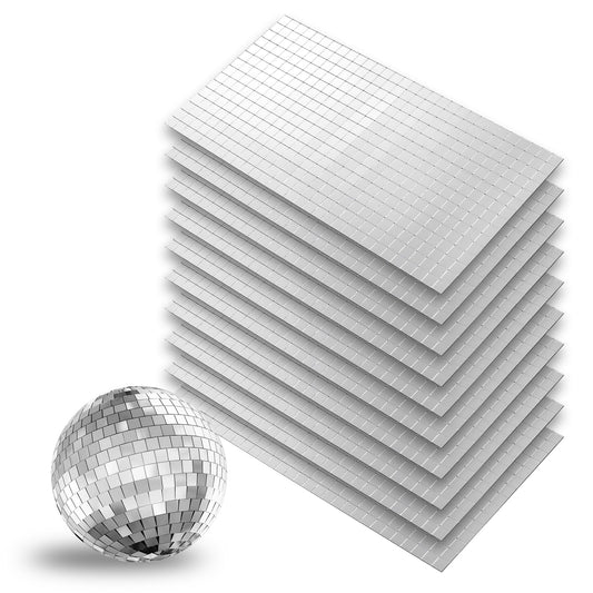 Mosaic Tiles, 10 x 10 mm 4500 PCS Self-Adhesive Disco Tiles, Silver Square Disco Ball Stickers for DIY Craft Party Decoration