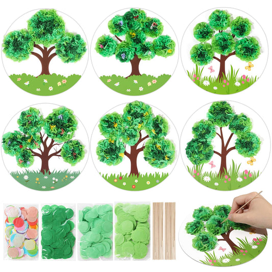 ZOIIWA Spring Poke-in Craft Kit Make Your Own Springtime Tree Ornament Spring Tree Crafts Kit Summer Poking Art Decor for Home Creative Activity Art Project Birthday Party Decor Supplies 24 Sets