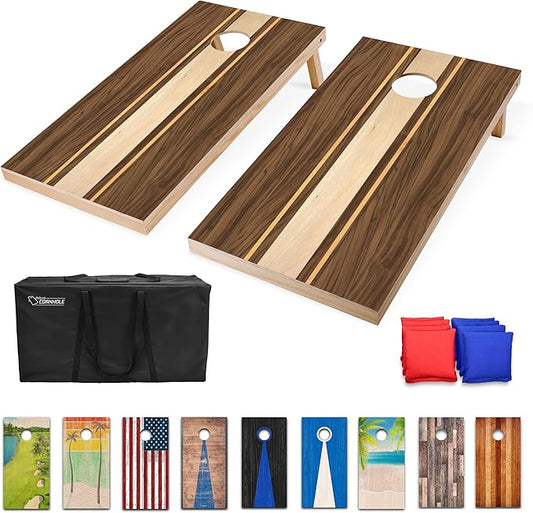 GoSports 4 x 2 ft Regulation Size Wood Cornhole Boards - 10 Vintage Wood Designs (Choose Your Style)