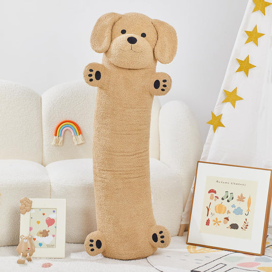 Muiteiur 43.3 Inch Long Dog Plush Pillow, Golden Retriever Dog Stuffed Animal with Big Ears, Soft Hugging Body Pillow, Gift for Kids, Girlfriend