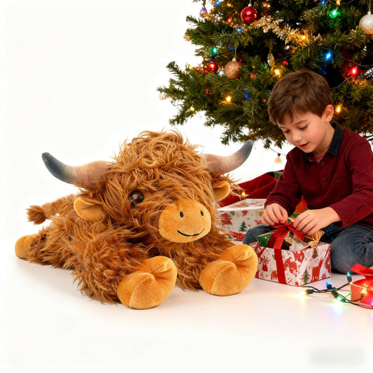 JDF 4lbs Highland Cow Weighted Stuffed Animals, 22in Giant Highland Cow Gift Plush Toy, Adorable Stuffed Animal Adults & Kids Highland Cattle Plushie Pillow Decor