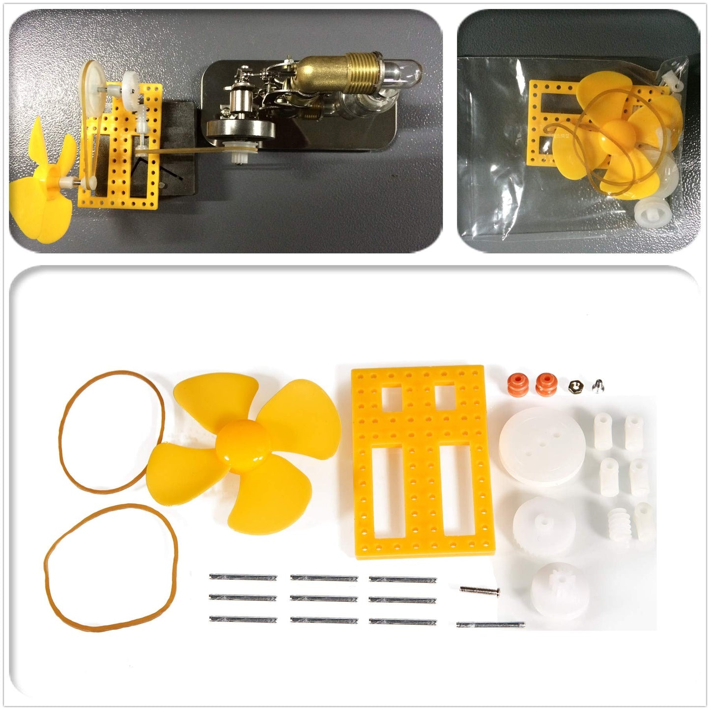 Sunnytech Mini Hot Air Stirling Engine Motor Model Educational Toy Kits HA001-M14-03-S