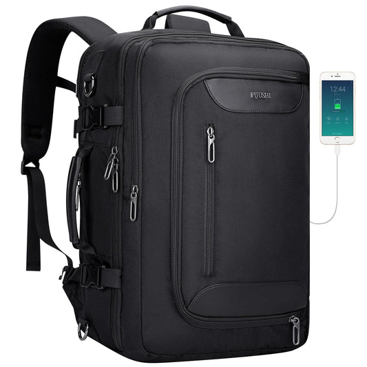 PIJUSHI Travel Backpack for Women Convertible Carry-On with Shoe Compartment Fits 16" Laptop TSA-Friendly for Work, Trips(PE038 Black)