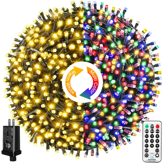 Upgraded 218FT 650 LED Color Changing Christmas String Lights Outdoor/Indoor, Remote Control & 11 Modes & Timer Green Wire Christmas Tree Lights, Waterproof Fairy String Lights for Tree Xmas Garden