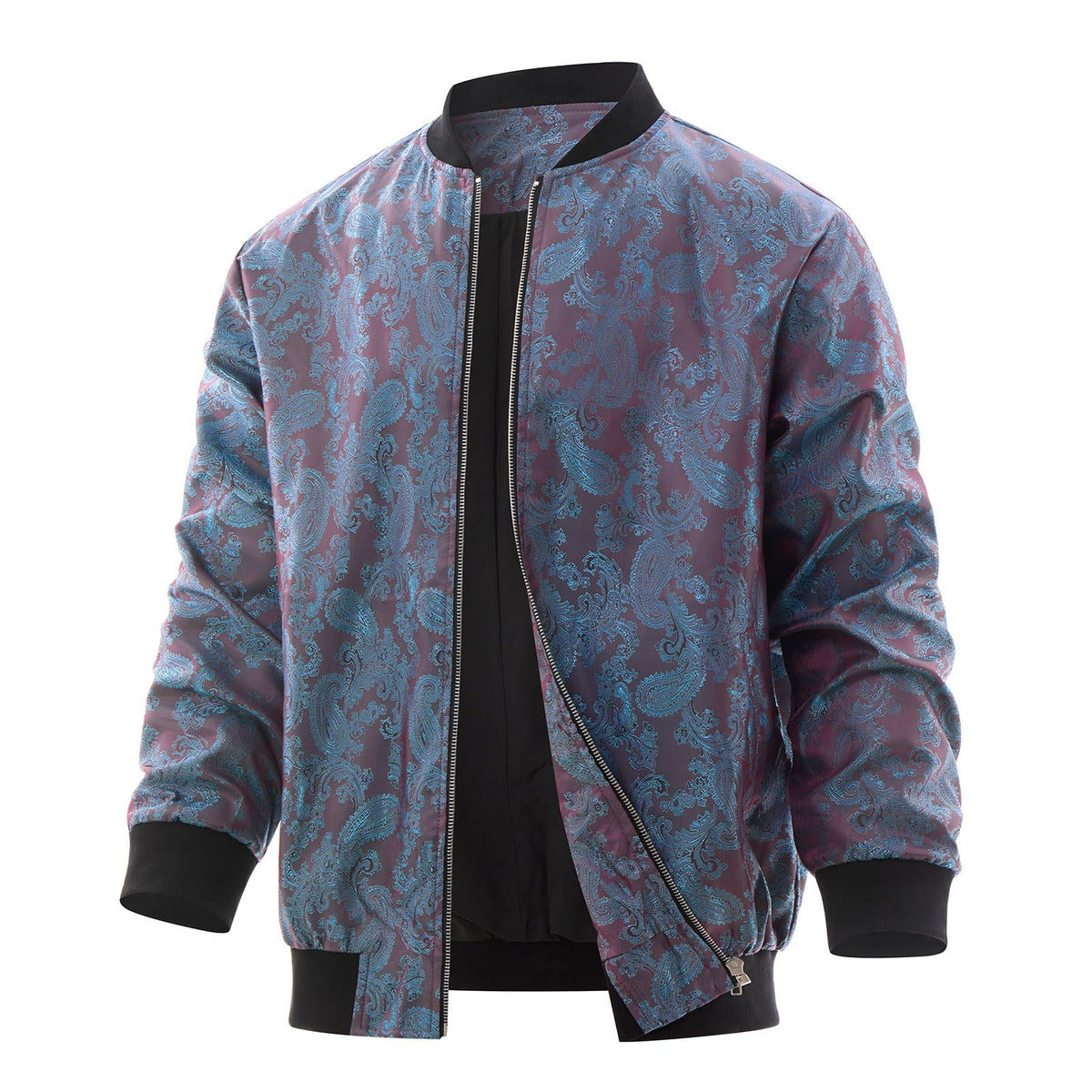 Bomber Jacket Windbreaker Jackets Men 70s Disco Men Long Sleeve Zip Up Varsity Jacket Stand Collar Coat With Pockets Nightclubs Leisure Holiday Fall Winter Chaqueta Bomber Para Hombre Purple-Blue S