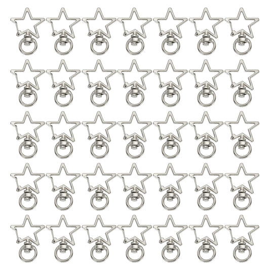 PATIKIL Swivel Lobster Clasp, 50 Pcs Star Shape Swivel Clasp Hooks Metal Snap Clips Lanyard Claw Clasps Key Chain Making Kit for DIY Crafts Purse Bag Connector Hardware, Silver Tone