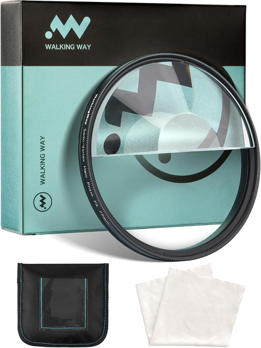 Walking Way 82mm Split Halo FX Prism Lens Filter, Rotating Half-Frame Blur & Halo Effect Filter for Portraits, Creative