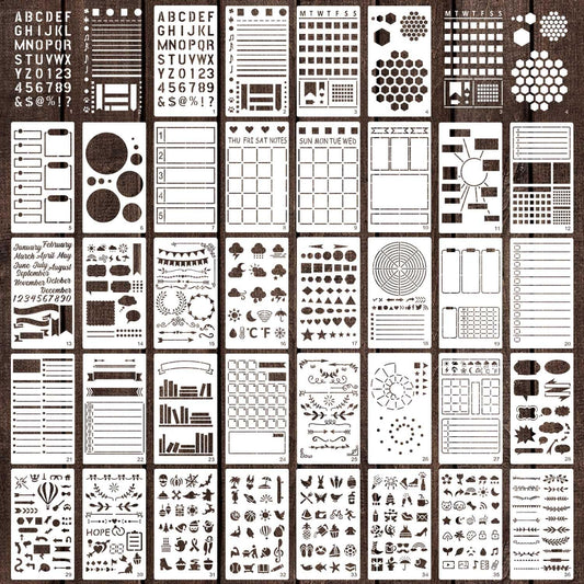 36 Pieces Journal Stencils for Bullet Dot Journaling Notebook Scrapbook, 4 x 7 Inch Planner Stencil DIY Drawing Templates Accessories Supplies Kit for Planners Cards Decorations (Journal)