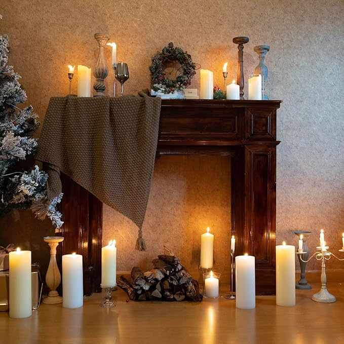 MOZEAL 4" x 12" Extra-Large Dark Red Pillar Candles (Set of 2), Unscented,Dripless, Smokeless,Long Clean-Burning,These Tall 12 inch Large Red Pillar Candles Perfect for Weddings and Christmas Decor