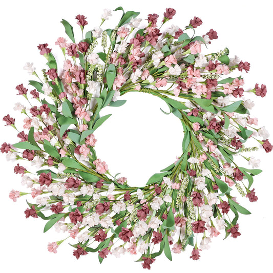 Tulvend Wreaths for Front Door, 24 Inch Spring/Summer Front Door Wreath, Colorful Paper Flower Wreath for All Seasons for Indoor Home Wall Window Office Wedding Farmhouse Decor (Light Pink)