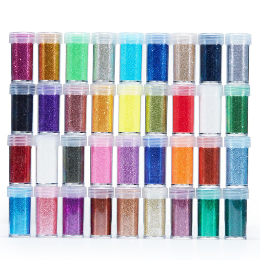 Snorbla Glitter, Set 36 Colors Ultra Fine Glitter for Crafts, Resin, Hair, Face, Body, Nail, DIY Decorations, Epoxy Tumblers
