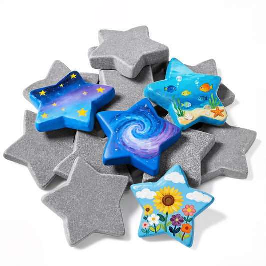 Simetufy 15 Pcs Star-Shaped River Rocks for Painting, 2 Inch Smooth Flat Rocks to Paint, Bulk Craft Stones for DIY, Kindness Rocks, Garden Decoration, Perfect Gift for Kids & Adults