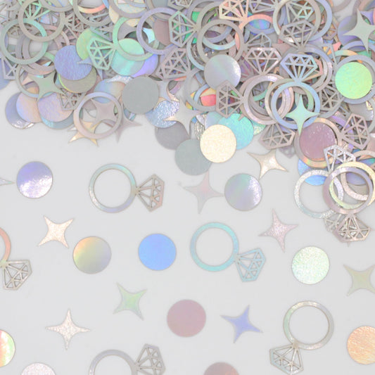 Blopee 300 PCS Iridescent Bachelorette Confetti, Engagement Confetti Wedding Shower Table Decorations, Ring Table Scatters for Bridal Shower Decorations