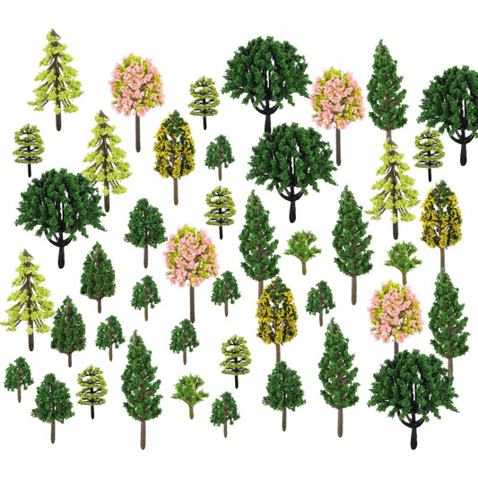 Gallipower 55pcs Model Trees 1.18-2.16" Mixed Diorama Model Tree Colourful Flower Trees Grass Architecture Mini Trees for Crafts Building Model Railway Scenery Landscape Supplies (Style 04)