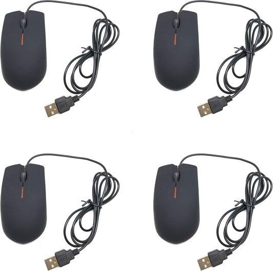 TFD Supplies 3 4 Pack - Wired Button Optical Computer Mouse - - Bulk Computer Mice