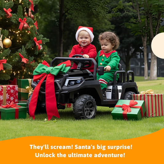 Electric Car for Kids, 24V 4 Seater Ride on Toys w/Parent Remote, 4 Wheeler Suspension, Max 220lbs Weight Capacity, USB, Music, Radio, LED Light, Ride on Truck for Boy/Girl Ages 3-8,Black