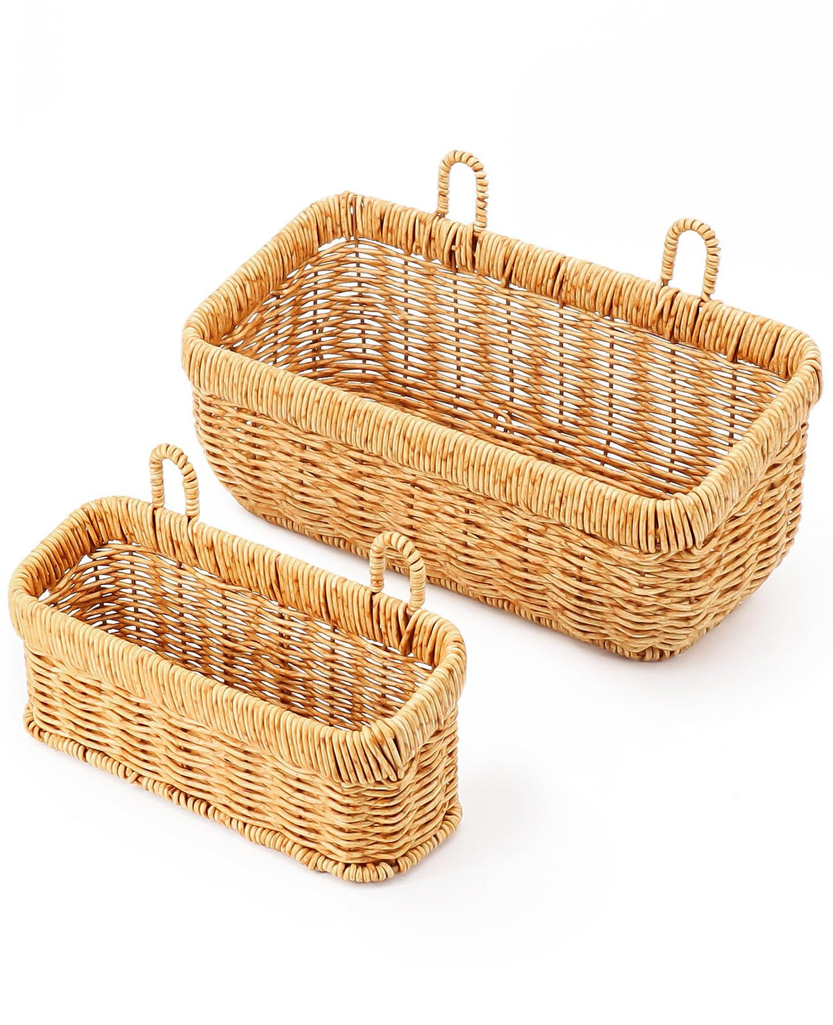 AceList Wall Hanging Basket, Boho Style Hand-Woven Hanging Storage Baskets - Set of 2, Ideal for Boho Room Decor, Kitchen, Garden, and Living Room