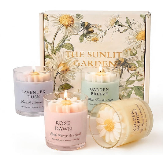 Scented Candles for Women - 24oz Aromatherapy Natural Soy Candles, Unique Floral Design, Relaxation Gifts for Mother’s Day, Birthday & Home Decor