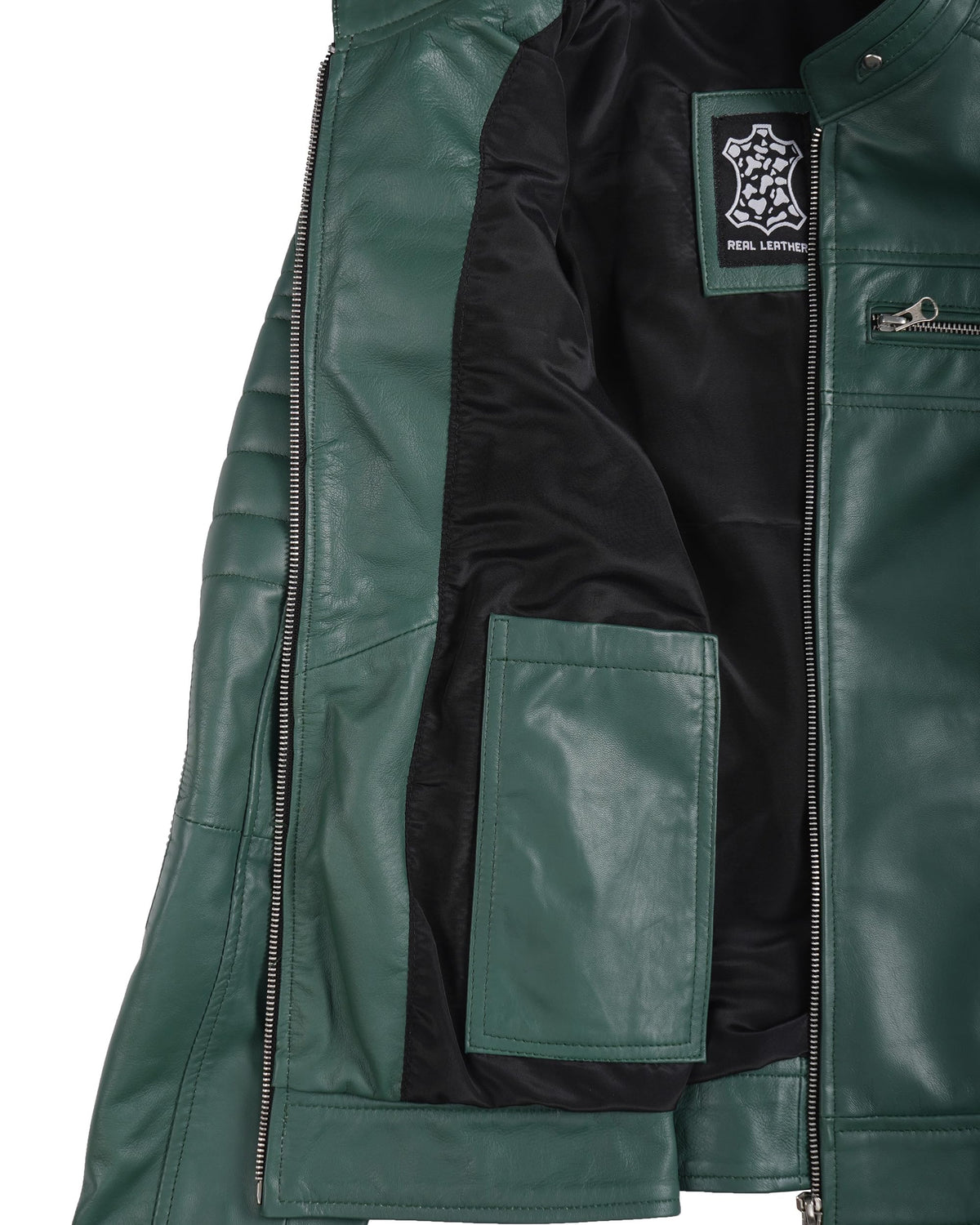 Decrum Leather Jackets - Green Leather Jacket | [1323945] Cafe Rcr Green, XL