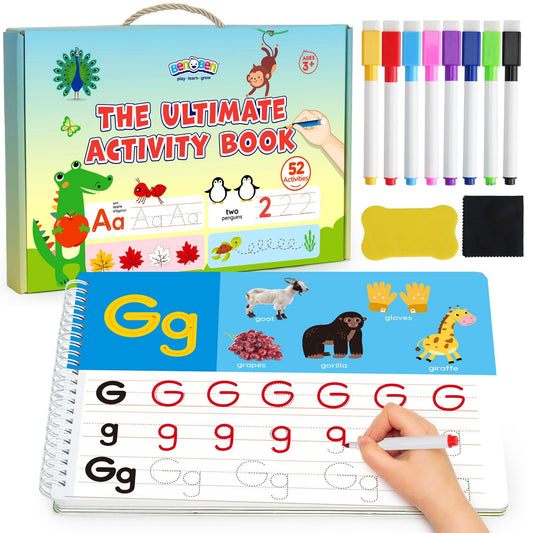 BenBen Preschool Learning Activities, 52 Pages, Tracing Books for Kids Ages 3-5, Kindergarten Workbooks, Toddler Writing Practice, Pre K Busy Book Educational Toys, Autism Learning Materials
