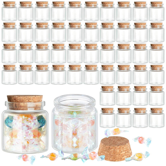 Patelai 12 Pcs Small Glass Jars with Cork Lids, Mini Potion Bottles Bulk Tiny Wishing Vial Spell Jars for DIY Art Crafts Gift Father's Day Graduation Wedding Birthday Party Favors (50ml/1.7oz)