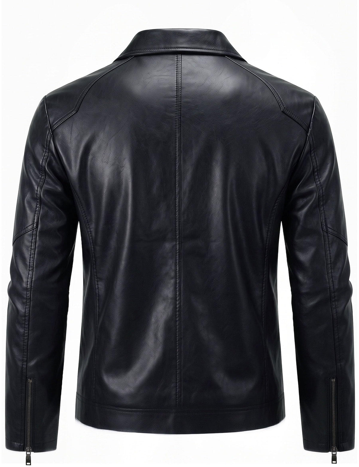 Zbrandy Mens Leather Jacket Faux Leather Motorcycle Jackets Turn Down Collar Biker Coat Outwear Black L