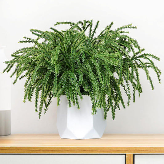 Real Touch Christmas Norfolk Pine Branches -18" Artificial Pine Branches Green Plants Branches for Holiday Floral Arrangements, Wreaths, Craft DIY and Home Xmas Decorations (4PCS(24 sprigs))