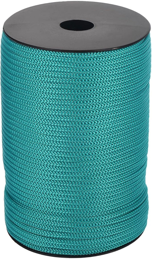 MECCANIXITY 5/32 Inch Polypropylene Rope Braided Ropes, 328ft Camping Rope Hollow Utility Cord for Clothesline, Hiking, Outdoor, Peacock Green