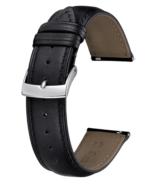 BINLUN Leather Watch Bands Quick Release Premium Calfskin Replacement Watch Strap Multicolors Watchbands for Men Women(12mm,Black)