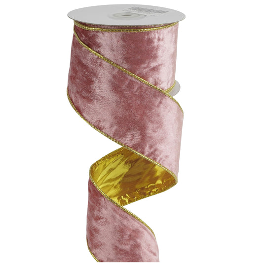 MEEDEE Pink and Gold Velvet Ribbon 2.5 inch Thick Velvet Wired Edge 10 Yards Two Tone Ribbon for Christmas Tree, Gift Wrapping, Wreaths, Large Bows, Crafts Supply