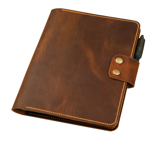Leather composition notebook book cover case/vintage rustic leather cover portfolio for composition notebook