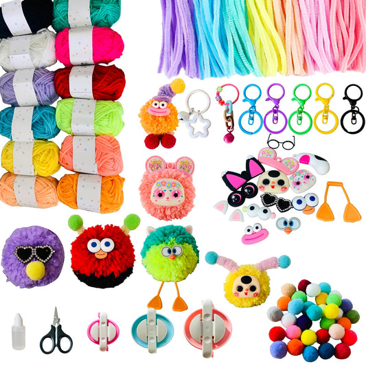 Pom Poms Maker Kit ,DIY Keychain Making Supplies,Craft Kit for Adult
