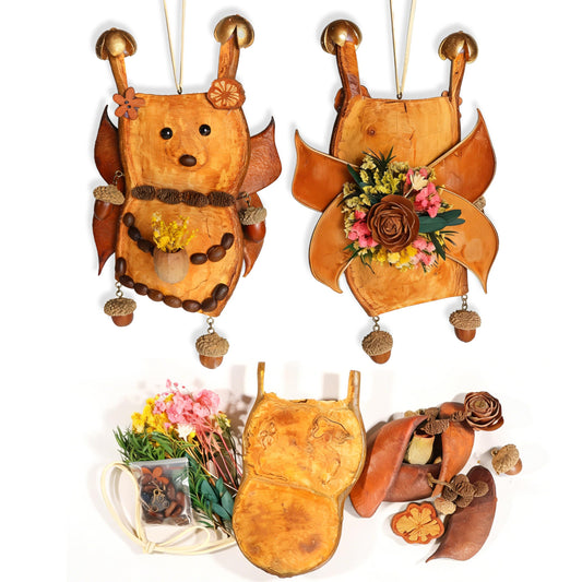 DIY Dried Flowers & Peapod Doll Craft Making Set, Natural Plant Materials with Pinecones, Acorns for Home Decor, Christmas Decoration, DIY for Mom (J)