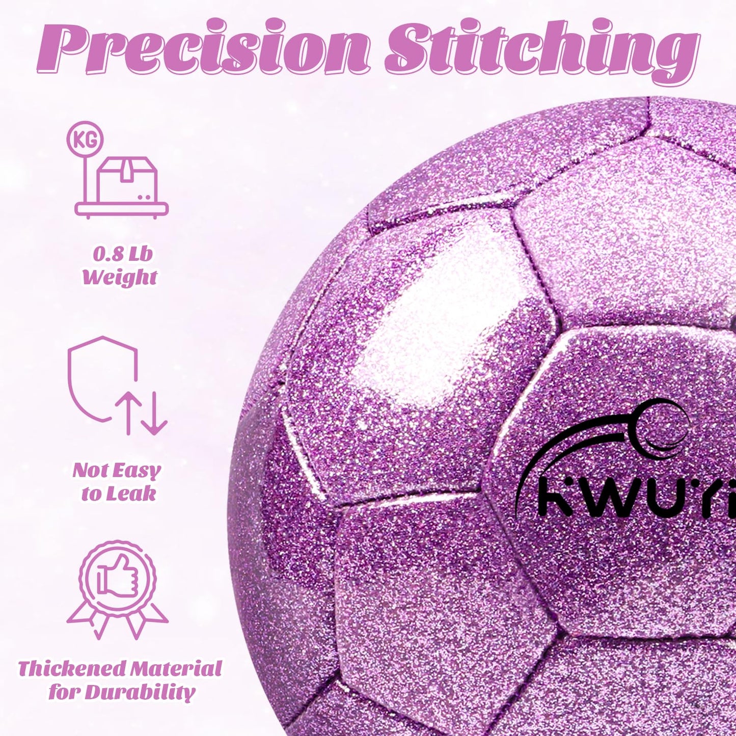 OKWUYiK Size 4 Glitter Purple Soccer Ball Set with Pump Youth Soccer for Kids Aged 6-8 8-12 Toddler Outdoor Training Ball Soft Sports for Back to School Sports Outdoor